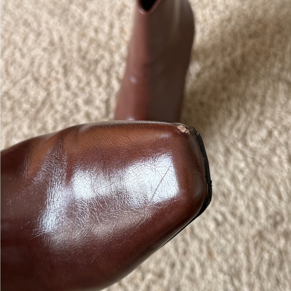 Anne Klein Brown Leather Ankle Boots - Picture 6 of 6
